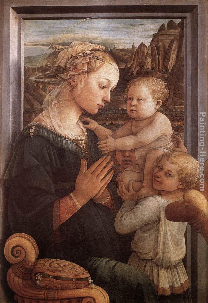 Madonna with the Child and two Angels painting - Fra Filippo Lippi Madonna with the Child and two Angels art painting